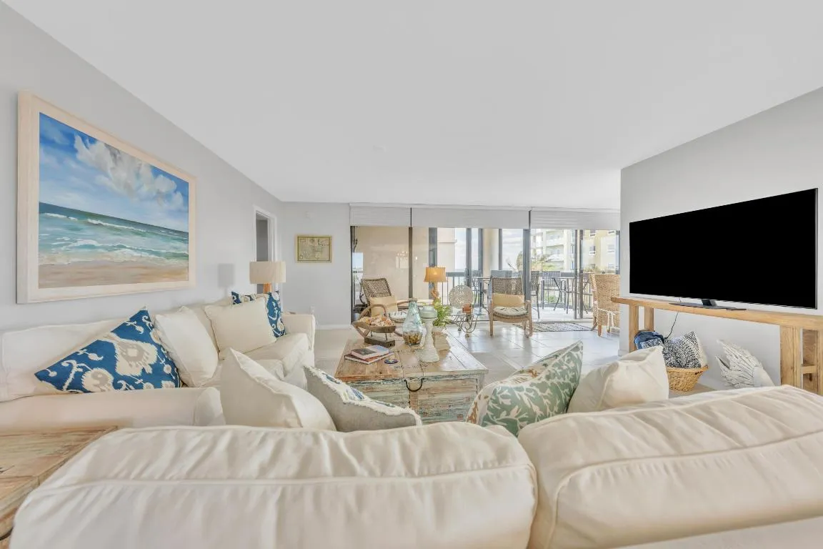 Living Room with balcony views