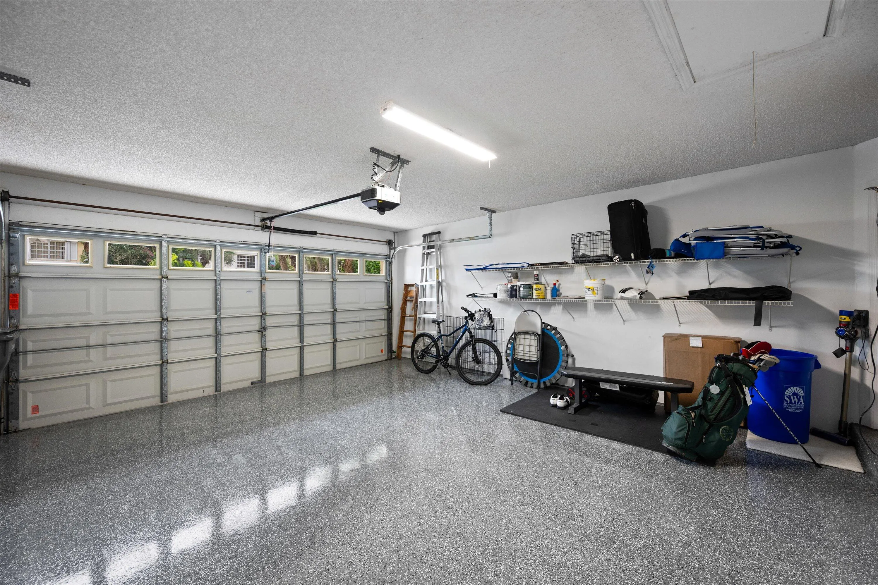 2 Car garage with epoxy floor