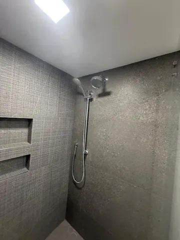 tiled shower with dual shower heads