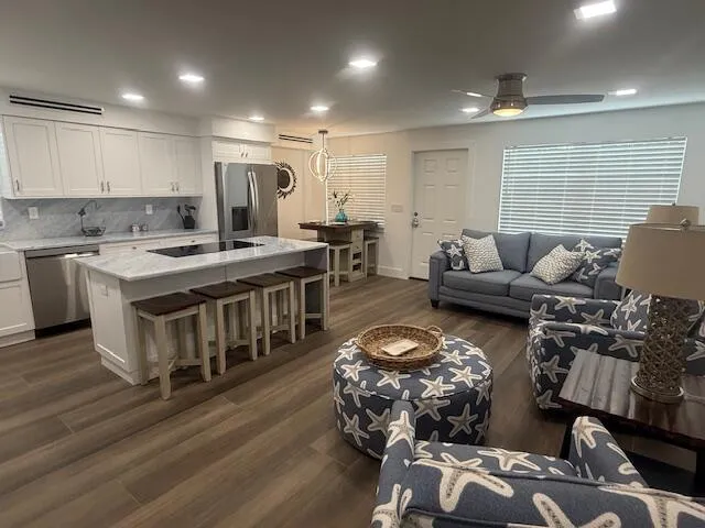 across living area thru unit