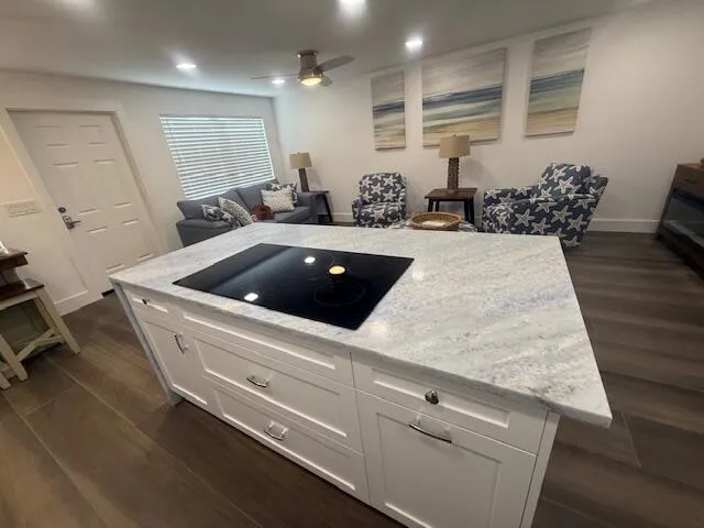 flat oven on quartzite island
