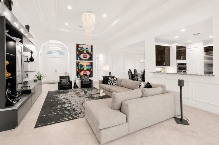 Virtually painted white living room