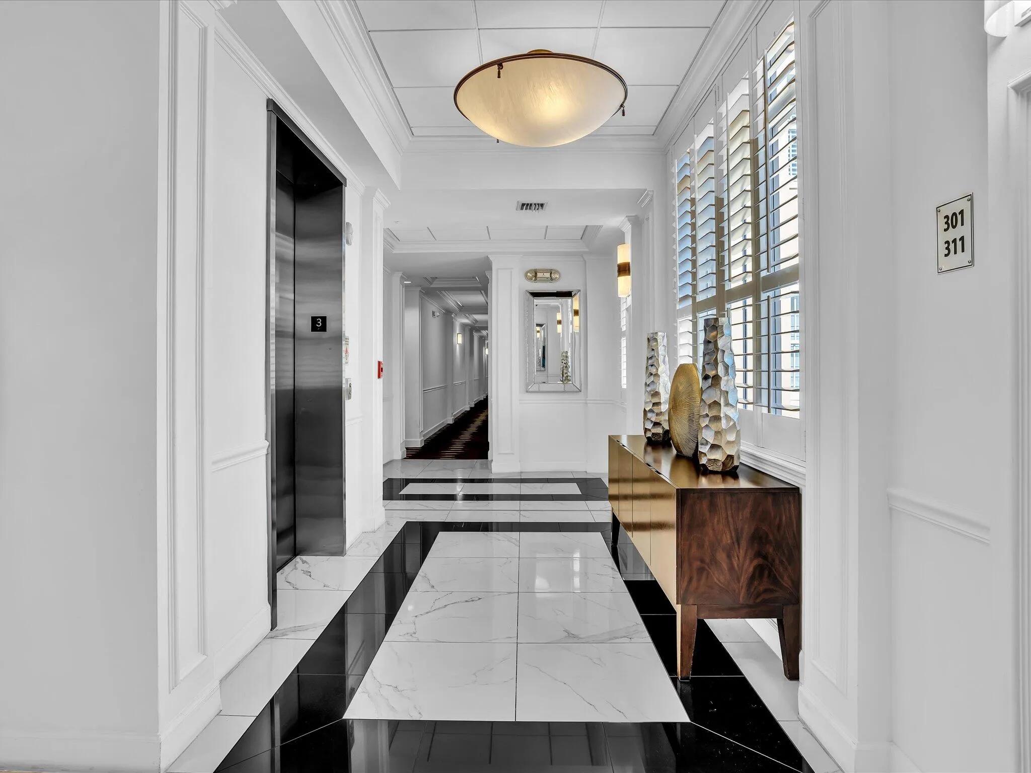 Elegant elevator landings on each floor