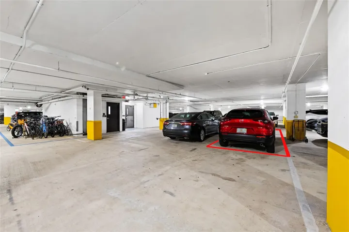 Assigned under cover parking near elevator
