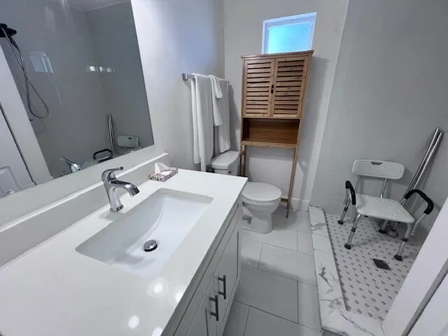 4' LONG SHOWER WITH STORAGE BY WINDOW!
