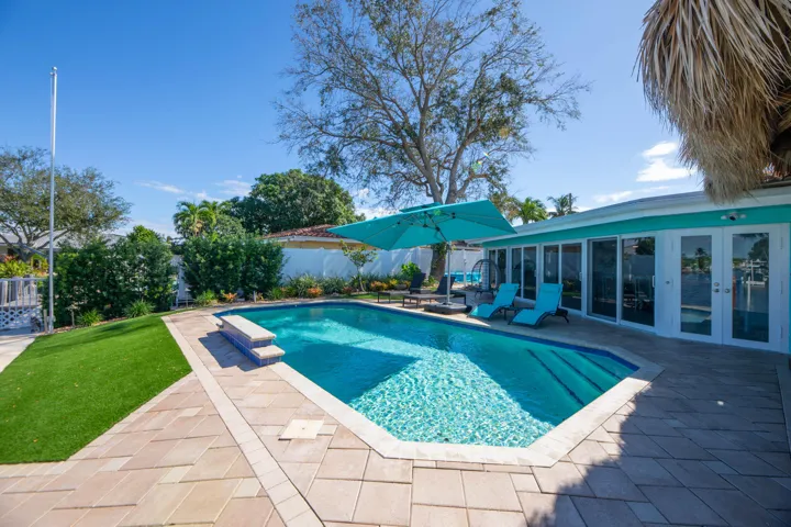 Artificial grass for low maintenance.