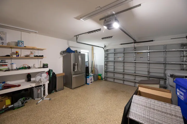 Garage with finished floor
