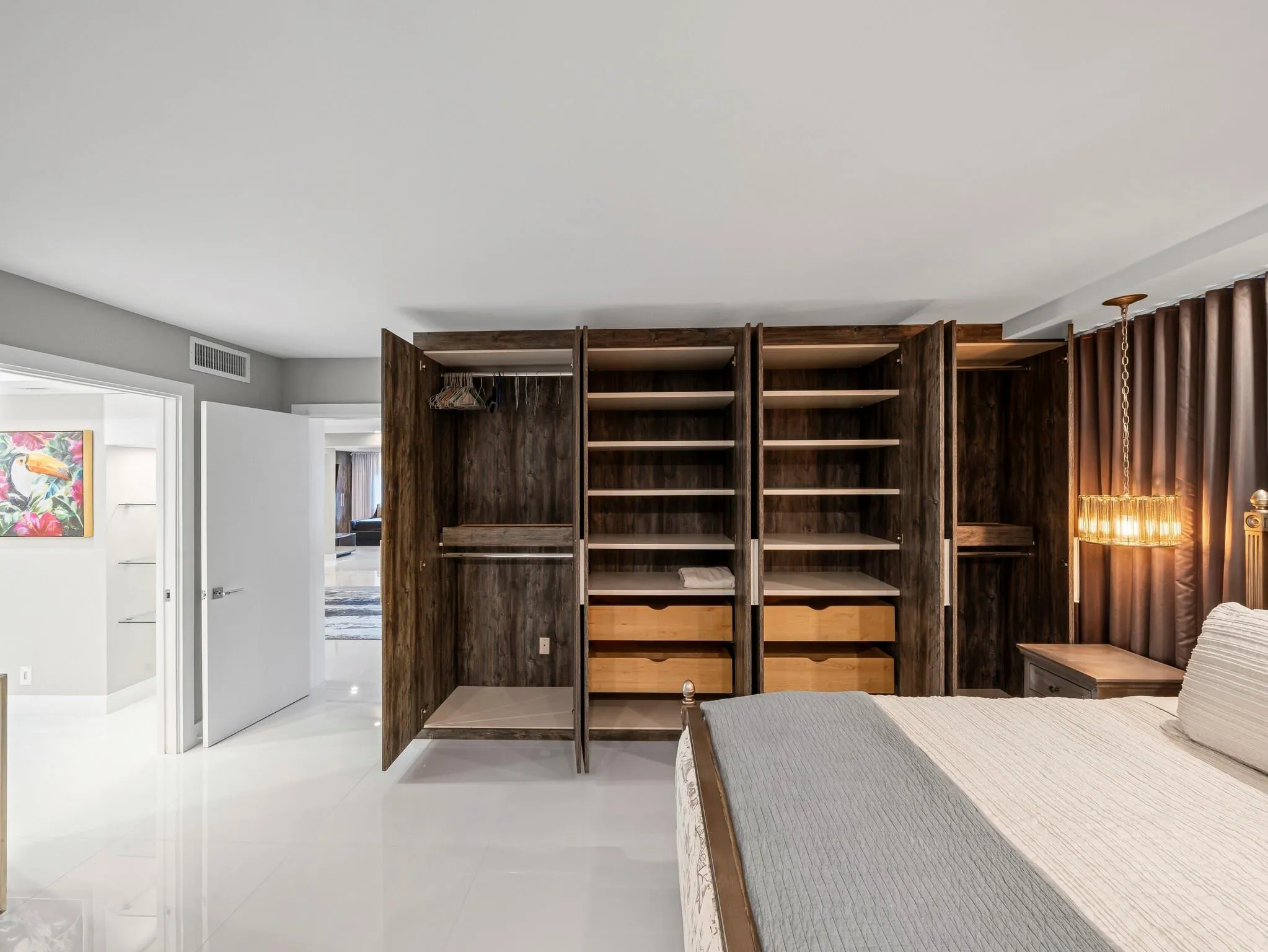 with plenty of storage and high end closets
