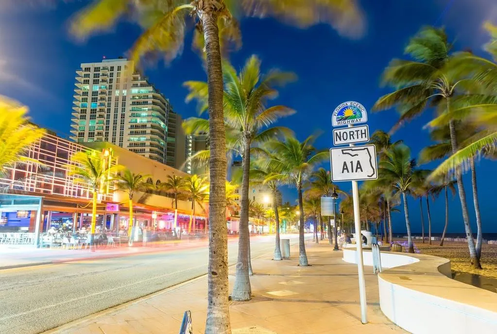 Fort Lauderdale boardwalk at night