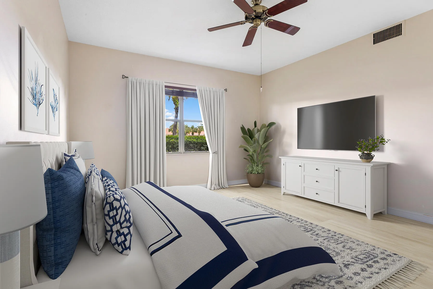 Virtually-staged-bed can go on either wall