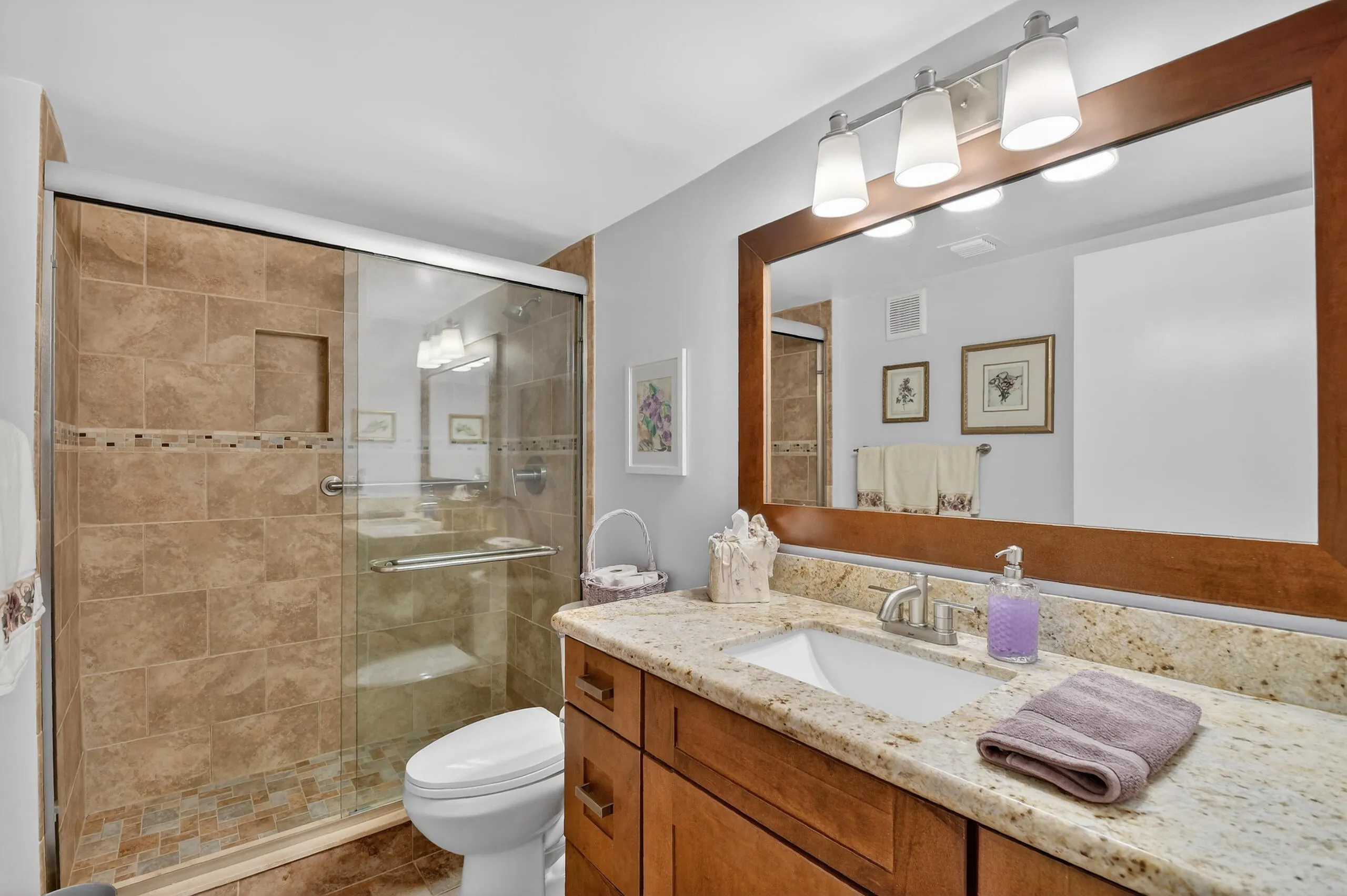 Updated second bathroom with walk in shower.