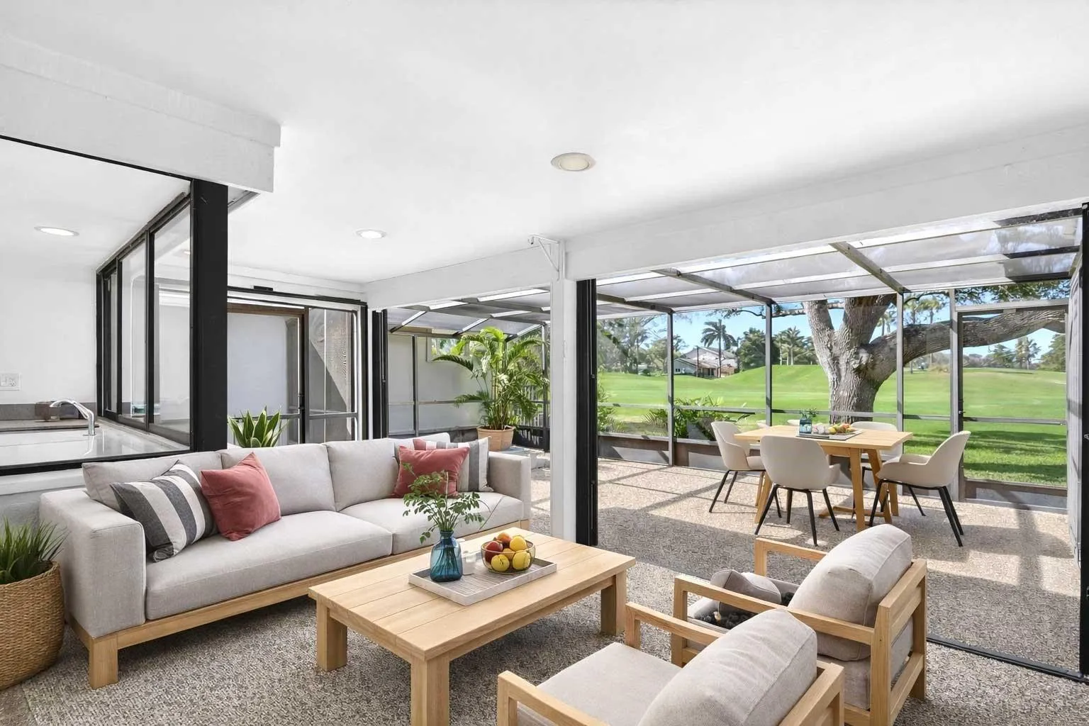 OVERSIZED covered patio for great entertaining space.