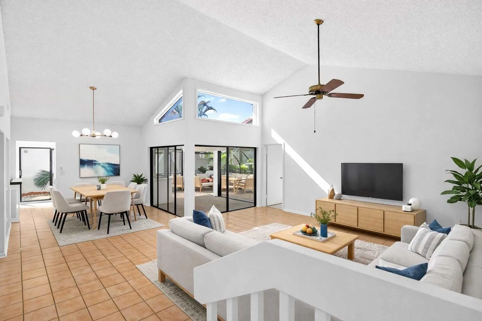 Wide open living areas. Cloistery windows boast tons of natural light.
