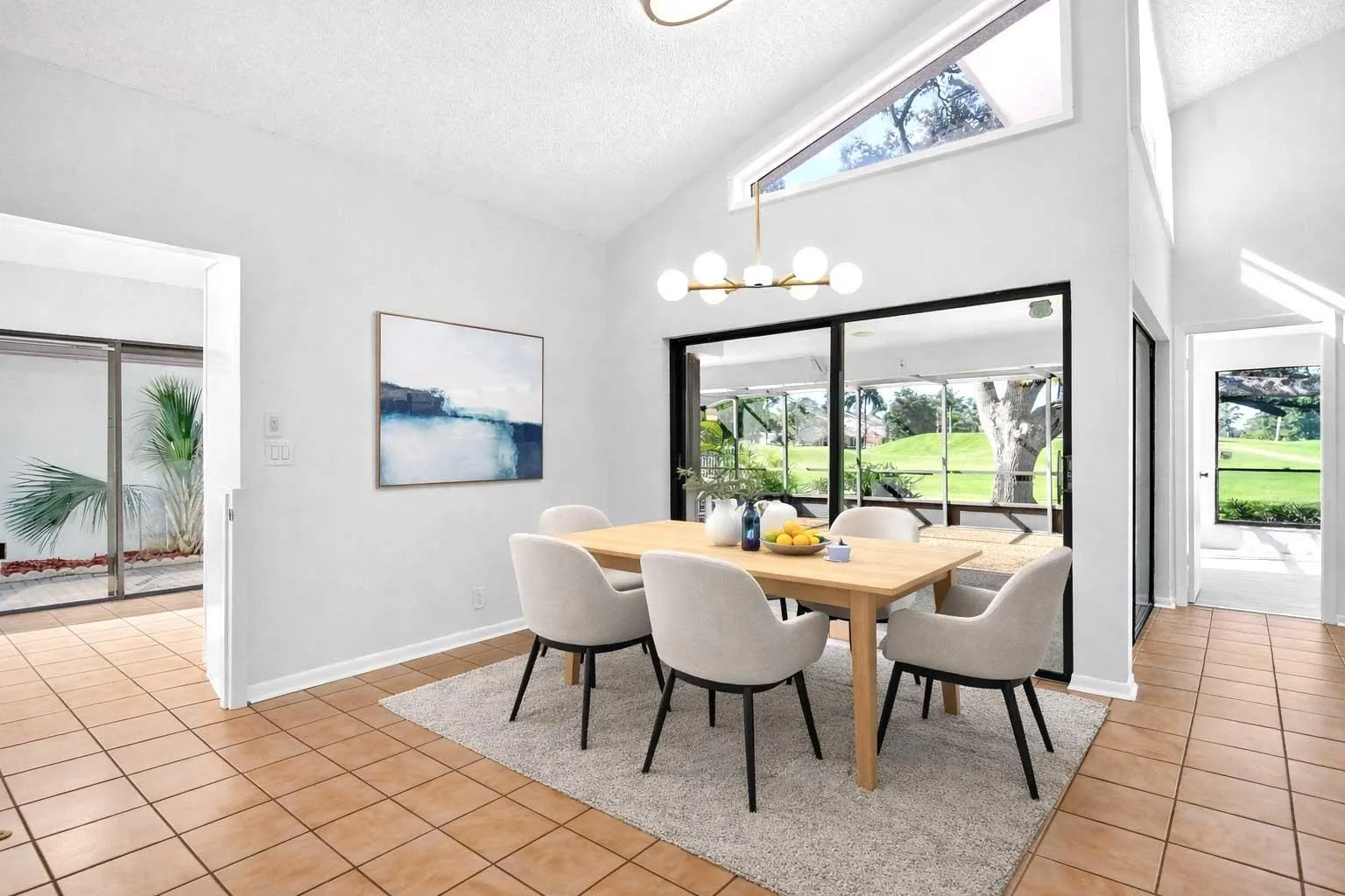 Gather with friends for delicious meals in your dining room overlooking the golf course.