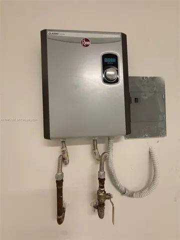 Tankless water heater system offering energy efficiency and on-demand hot water.