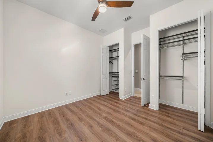 guest room with customizable closets