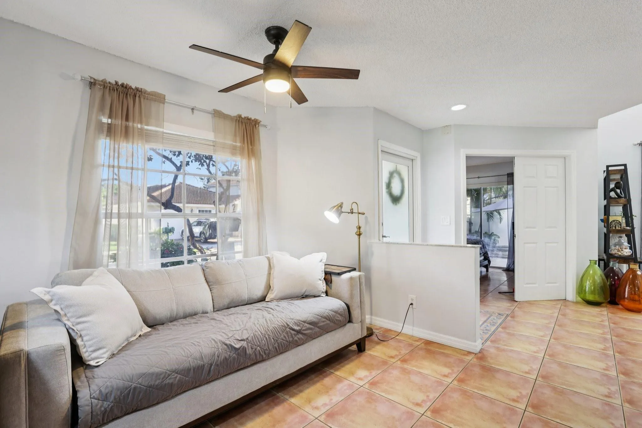 This space is well-suited for casual seating arrangements and creates a warm, inviting environment for everyday use.