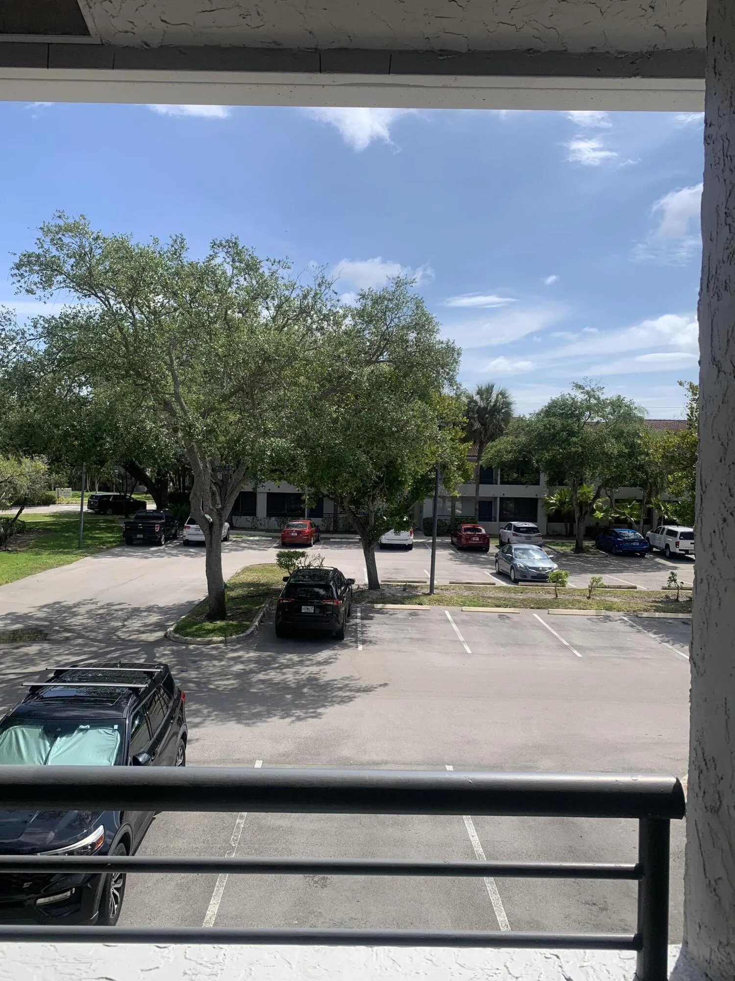 Balcony view of parking lot