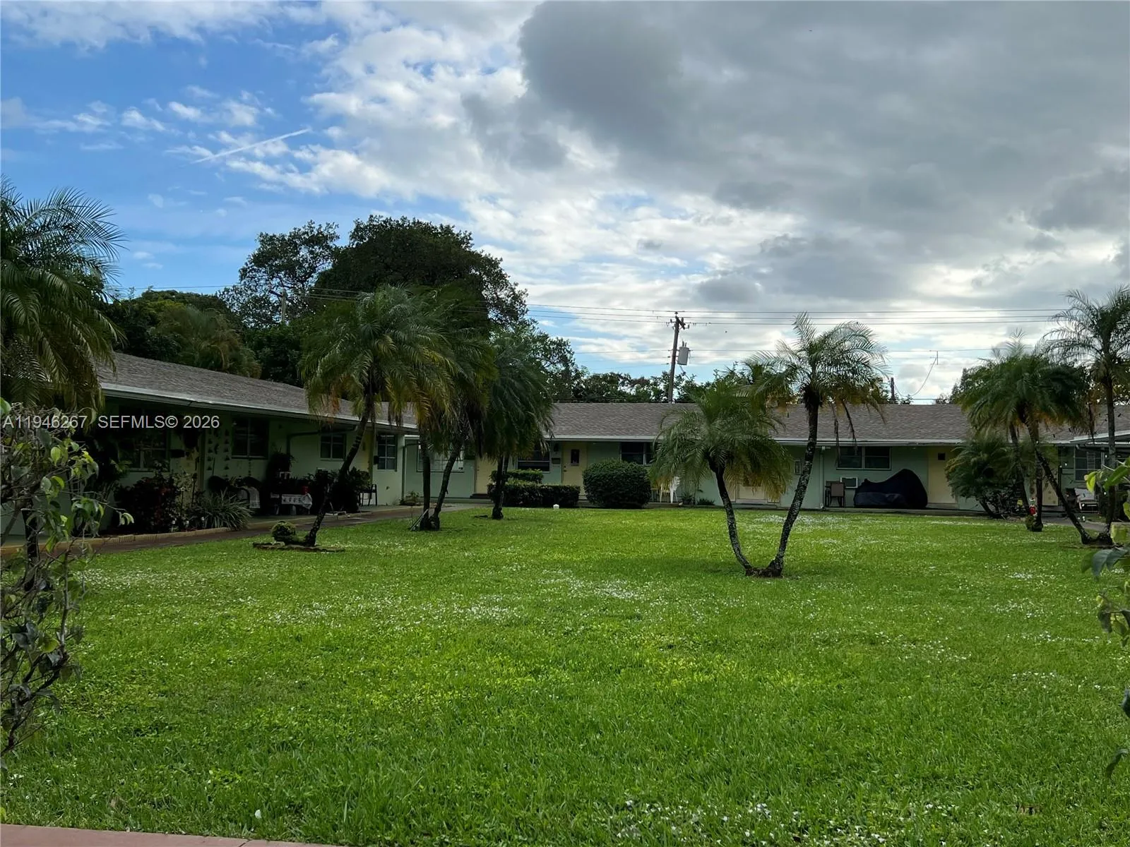Well-kept grass courtyard in center of community
