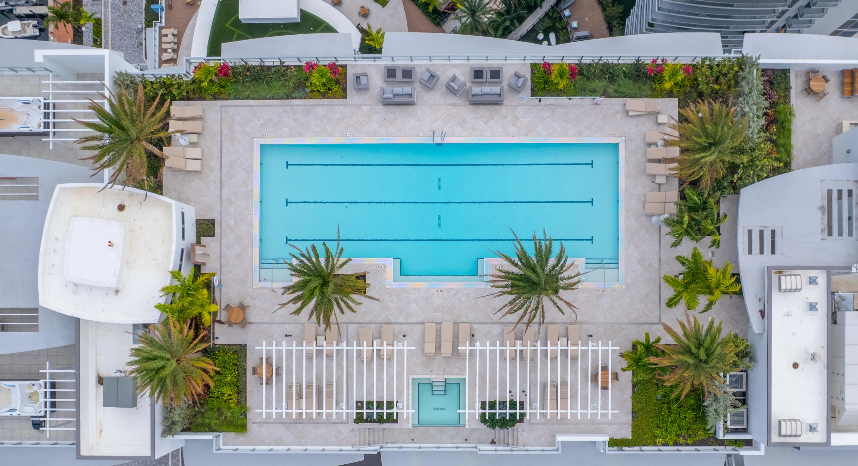 Aerial of rooftop pool