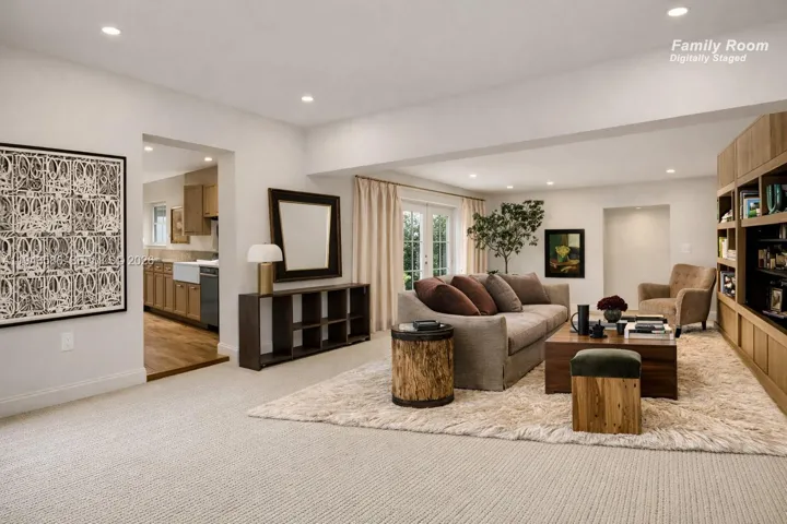 Virtually Staged Family Room with French Doors