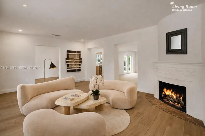 Virtually Staged Living Room with Fireplace