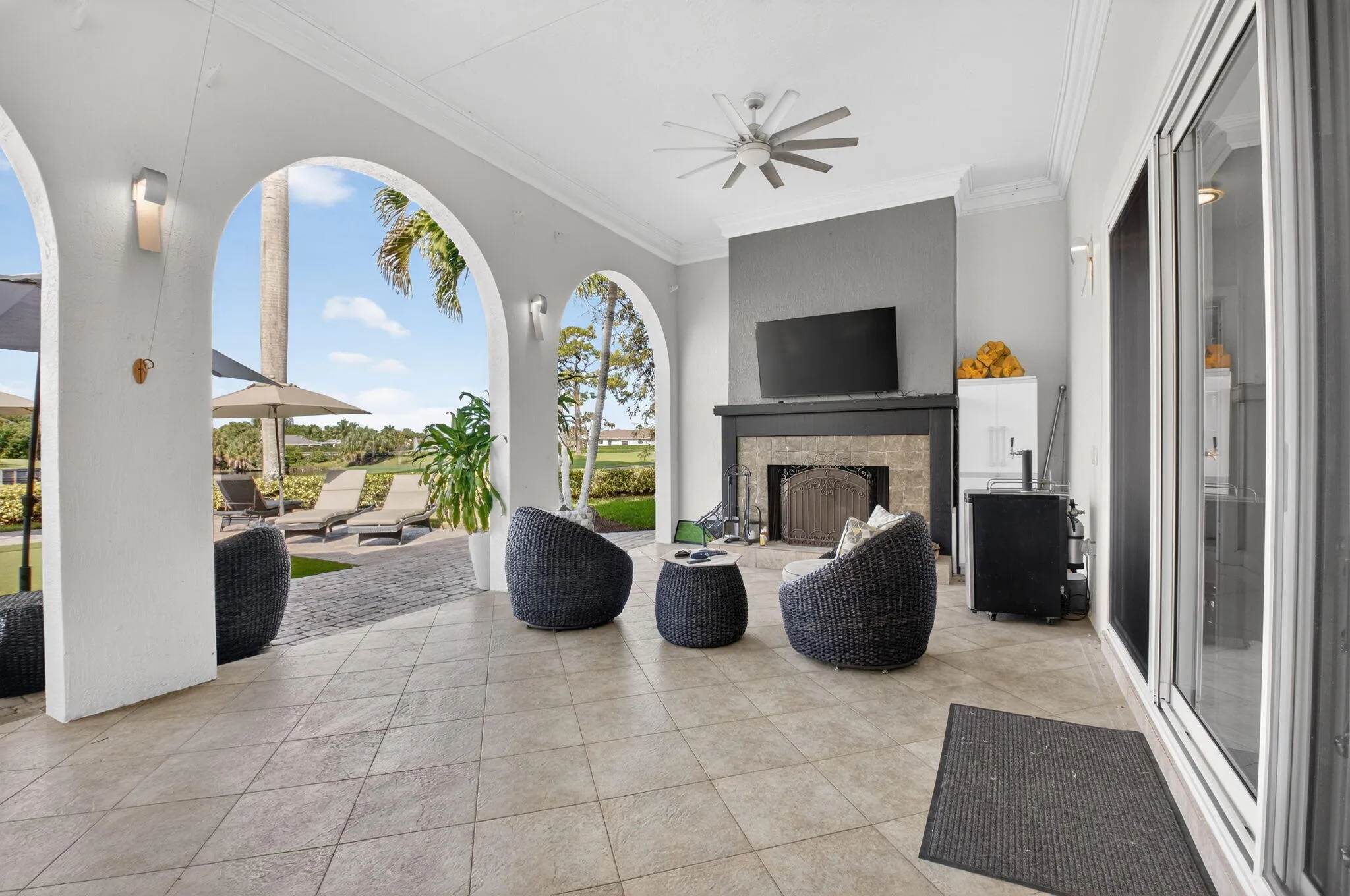 Large Covered Patio with Fireplace