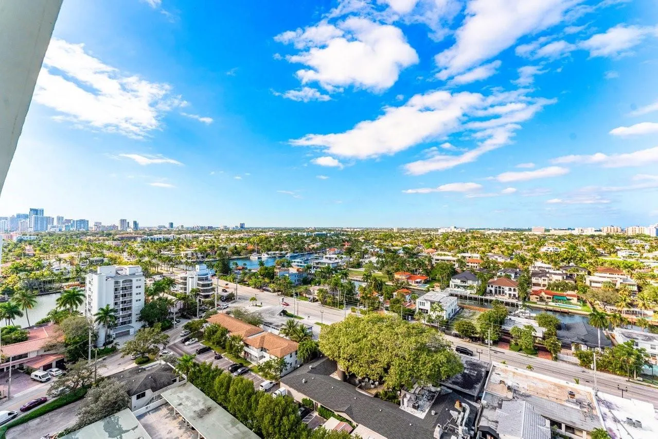 Overlooking Las Olas Blvd with multi-million dollar homes and yachts