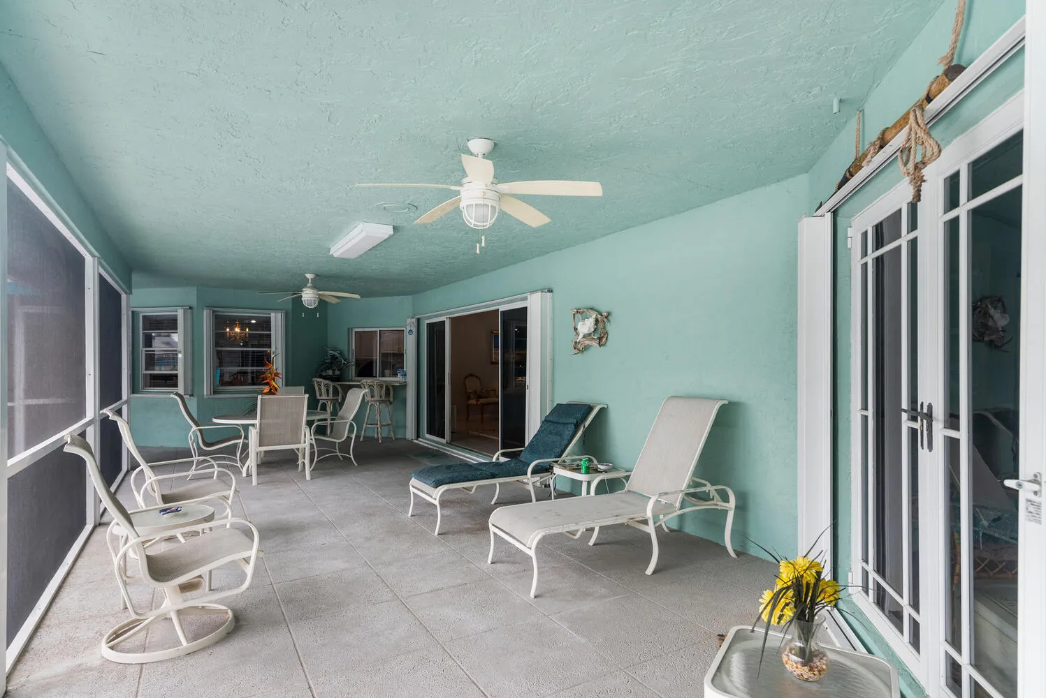 Wrap around screened patio.
