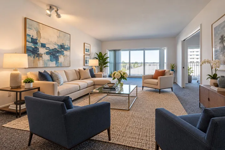 Virtually furnished living room