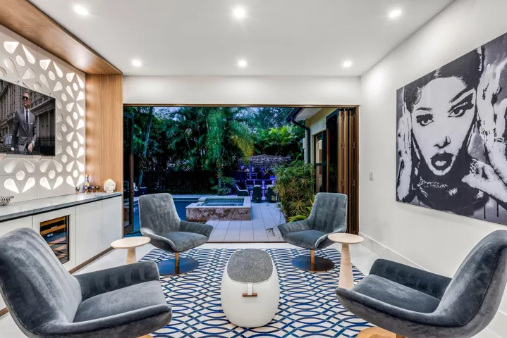 Perfect indoor-outdoor retreat for cocktails, conversation, and relaxation.