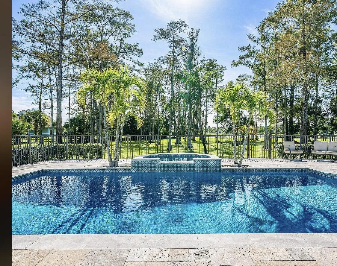 Recently resurfaced during the 2022’ $750,000 home renovation, now a salt water pool with a new heater and pool equipment.