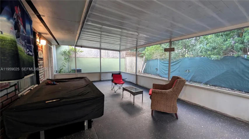 covered patio with nice space to host private gatherings and under any weather conditions