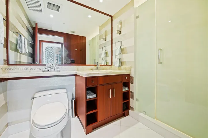 Modern guest bathroom with sleek finishes.
