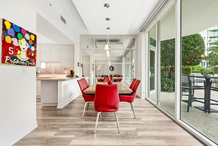 Dining area overlooks the garden