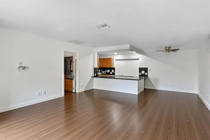 This is a private area with a bedroom, bath and kitchen