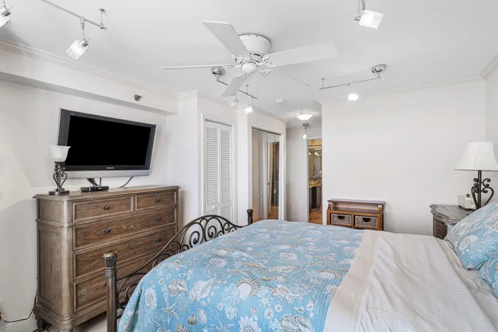 Spacious bedroom with several closets and storage