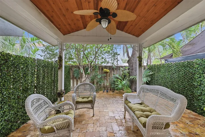 Covered private patio creates the perfect outdoor space for relaxing, entertaining, or enjoying the South Florida lifestyle.