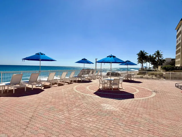 UMBRELLAS ALONG THE OCEAN