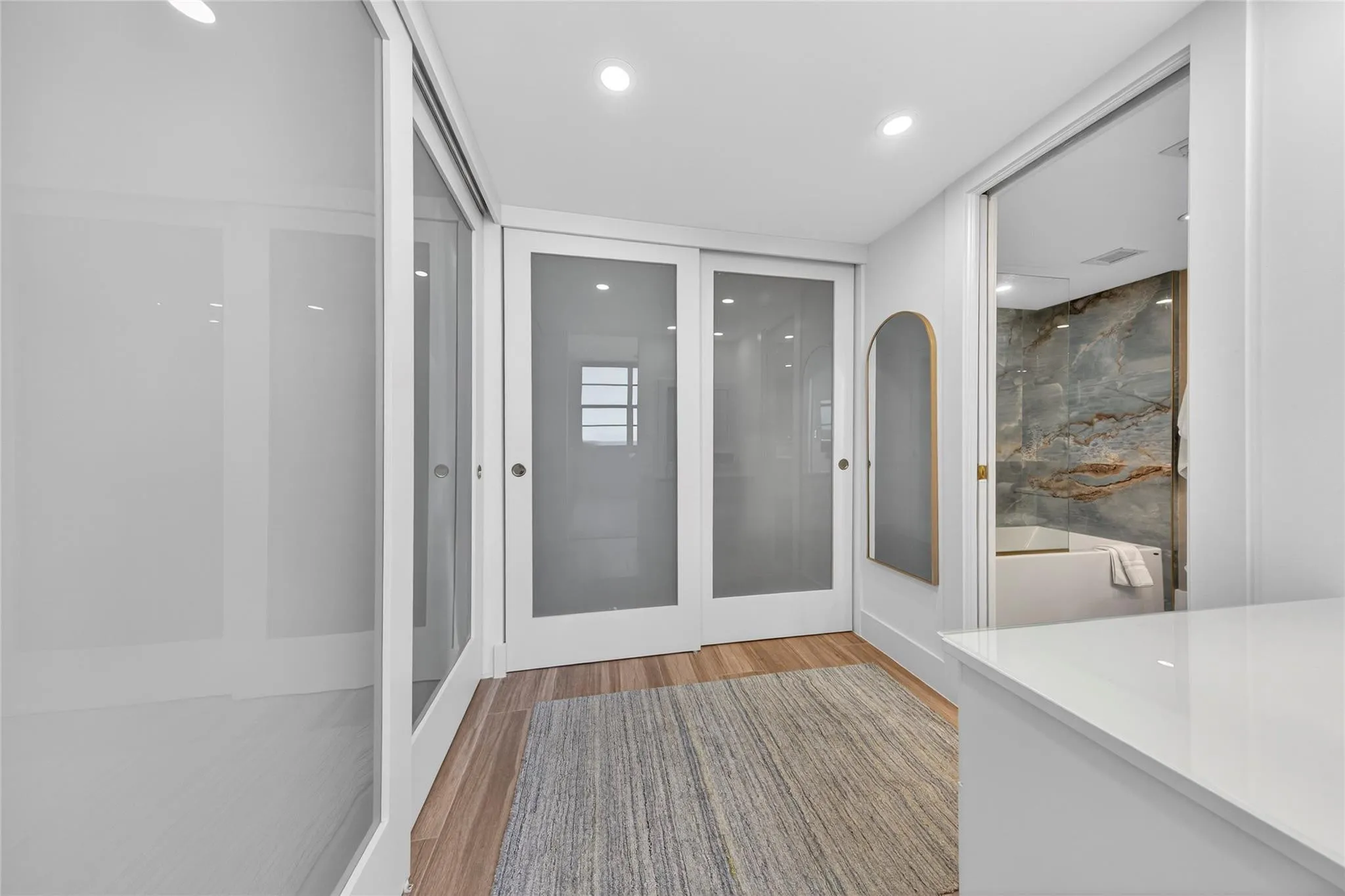 Large, usefully designed closets and dressing area