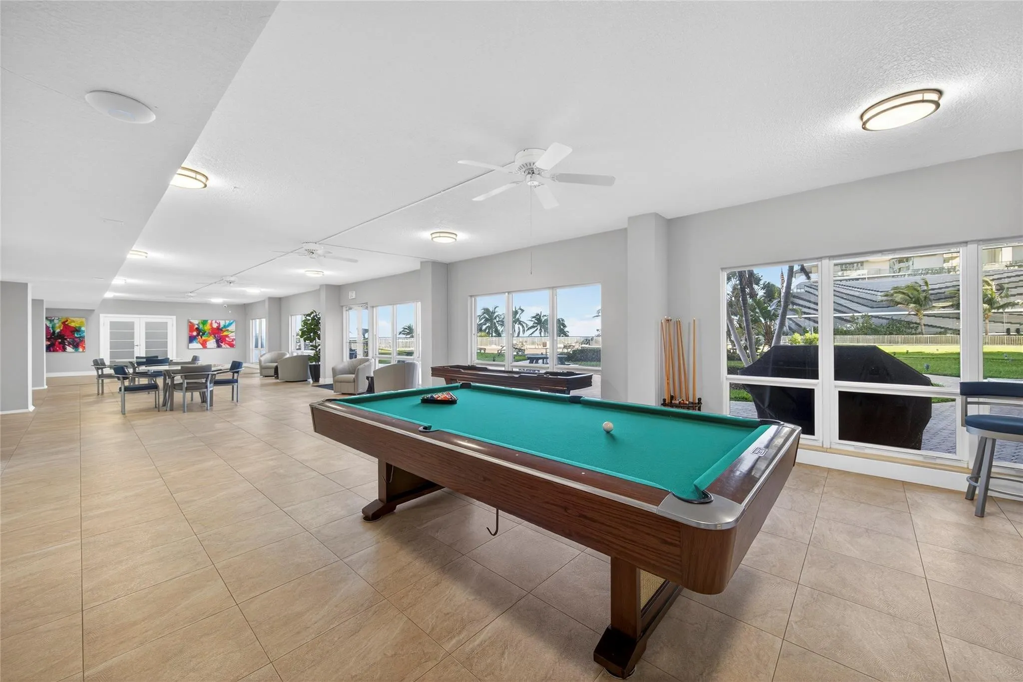 Community and game room overlooks the pool