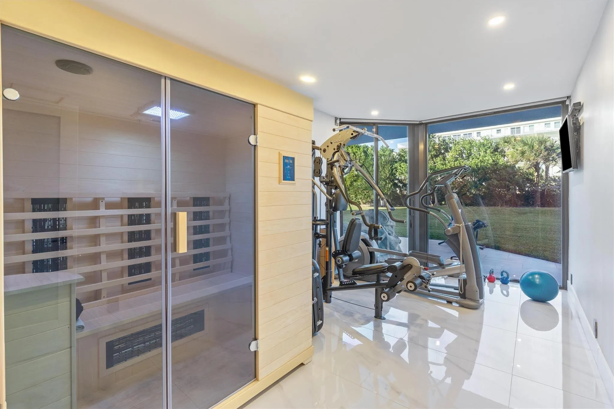 Additional bedroom used as a wellness area.