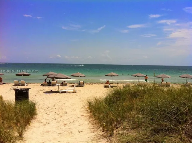 beach lounges and umbrella