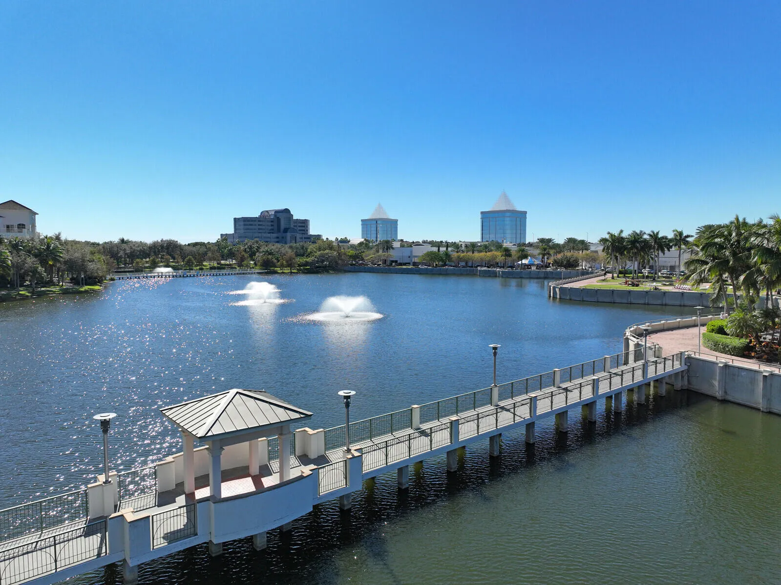 Walking bridge to Downtown Palm Beach Gardens with Life Time Fitness, Whole Foods, many shops and restaurants