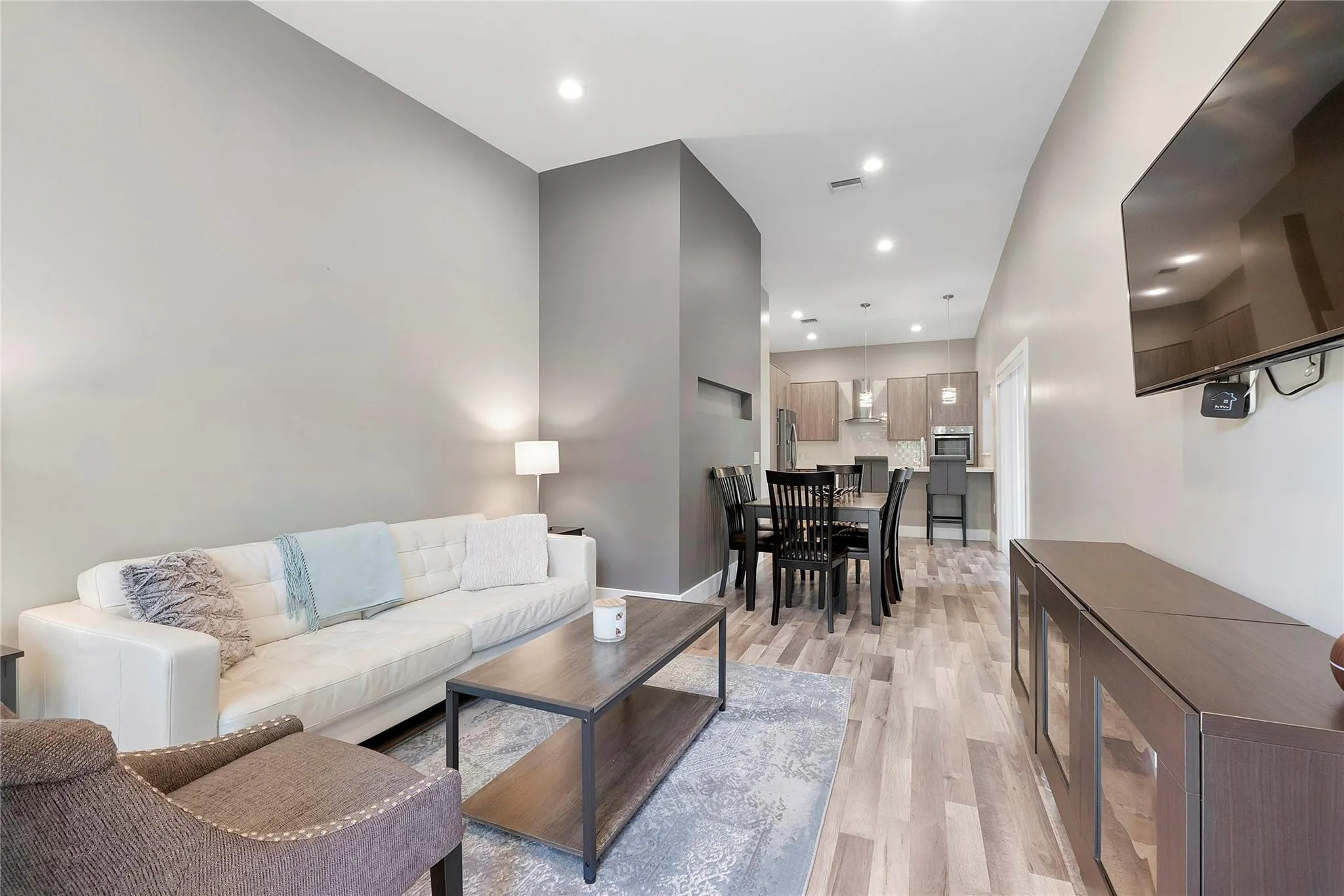 One of the 2 identical Guest houses with 2 beds and 2 baths, this spacious living room fully equipped to rent out immediately,