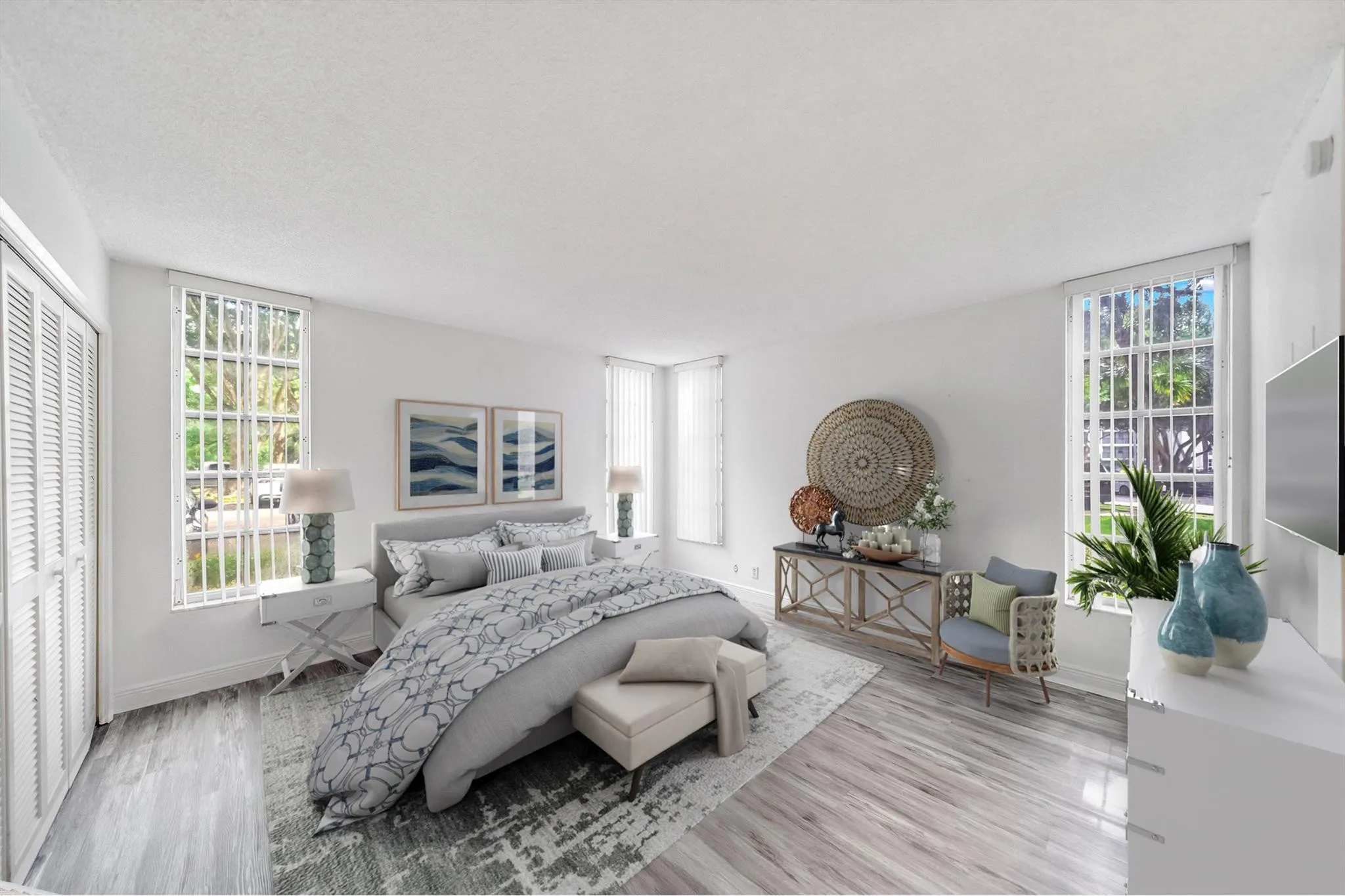 Virtually staged primary bedroom