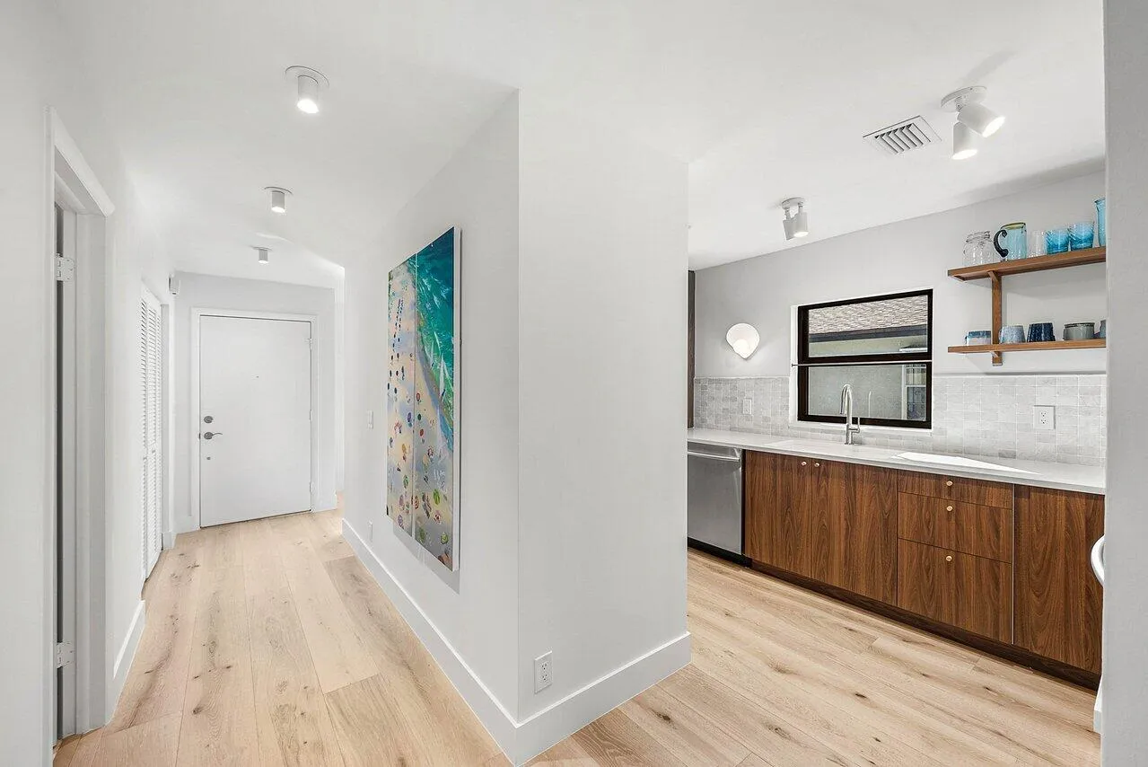 Kitchen from entrance. gorgeous wood floors
