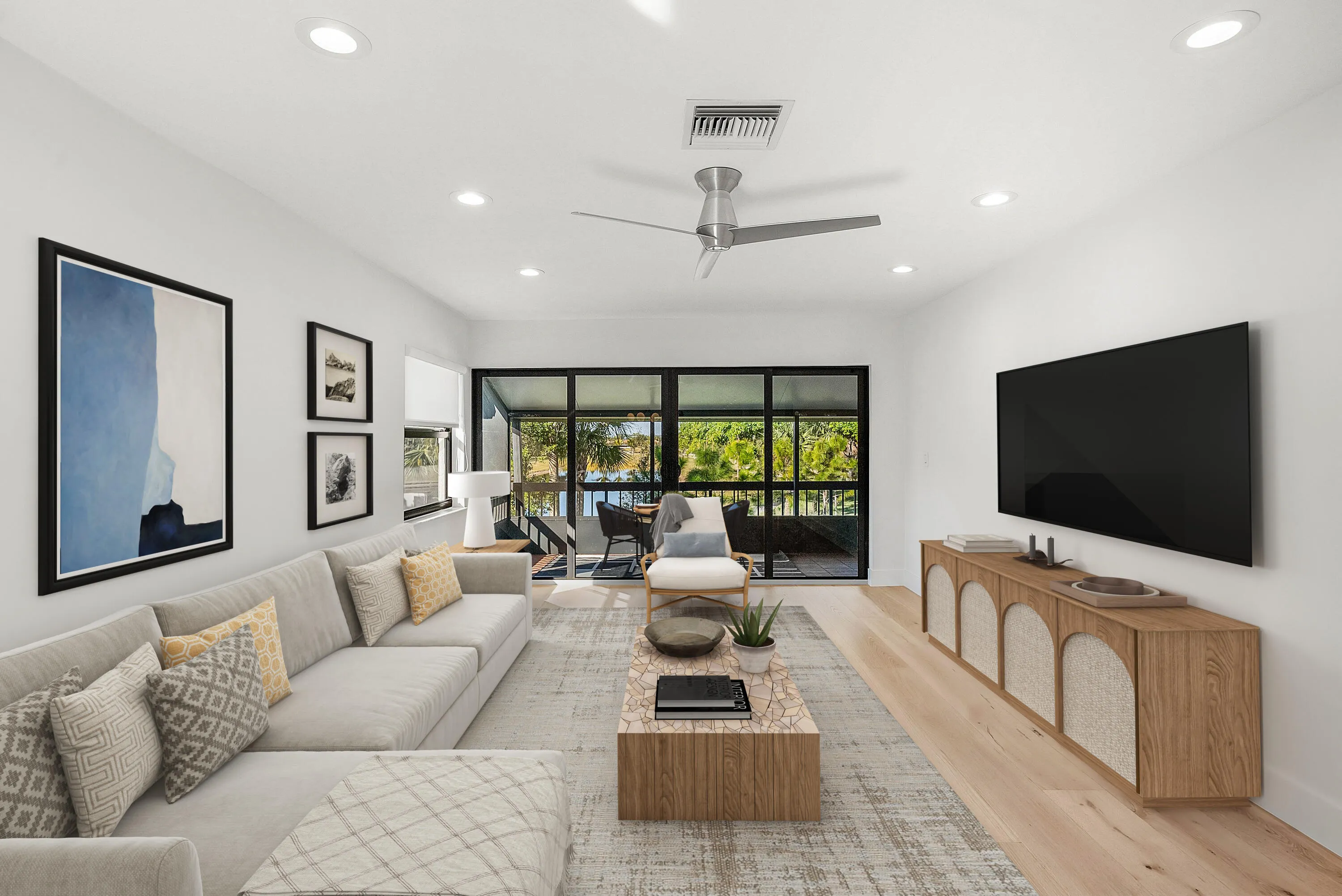 Living room virtually staged.