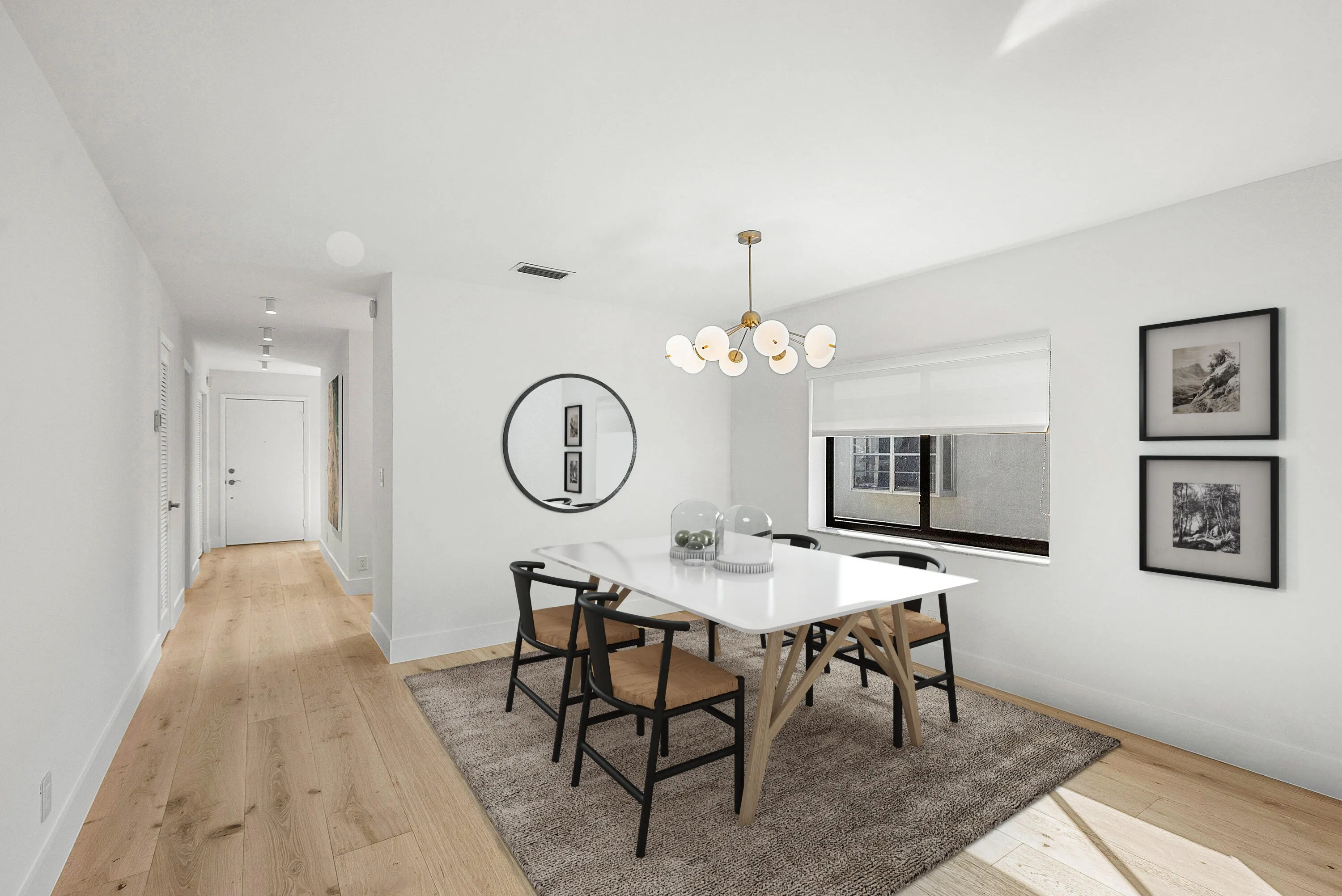 Dining room virtually staged.