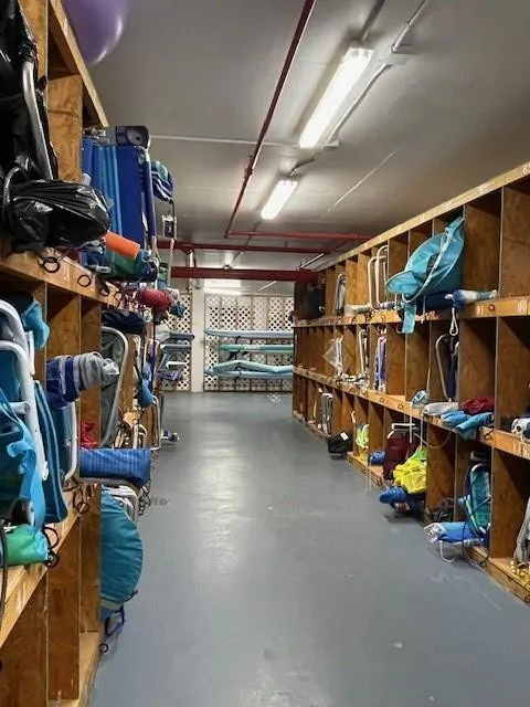 A designated area in the upper garage for storage of beach chairs, etc.